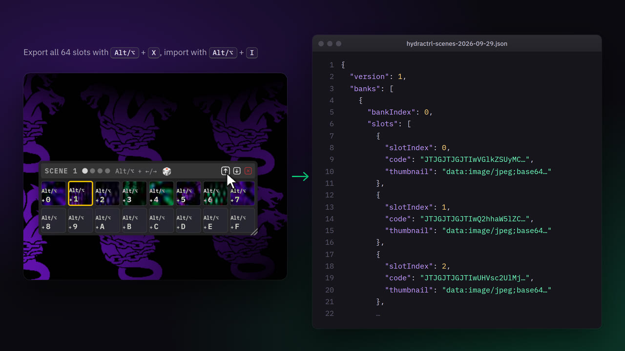The export button on the slots panel next to the exported JSON file